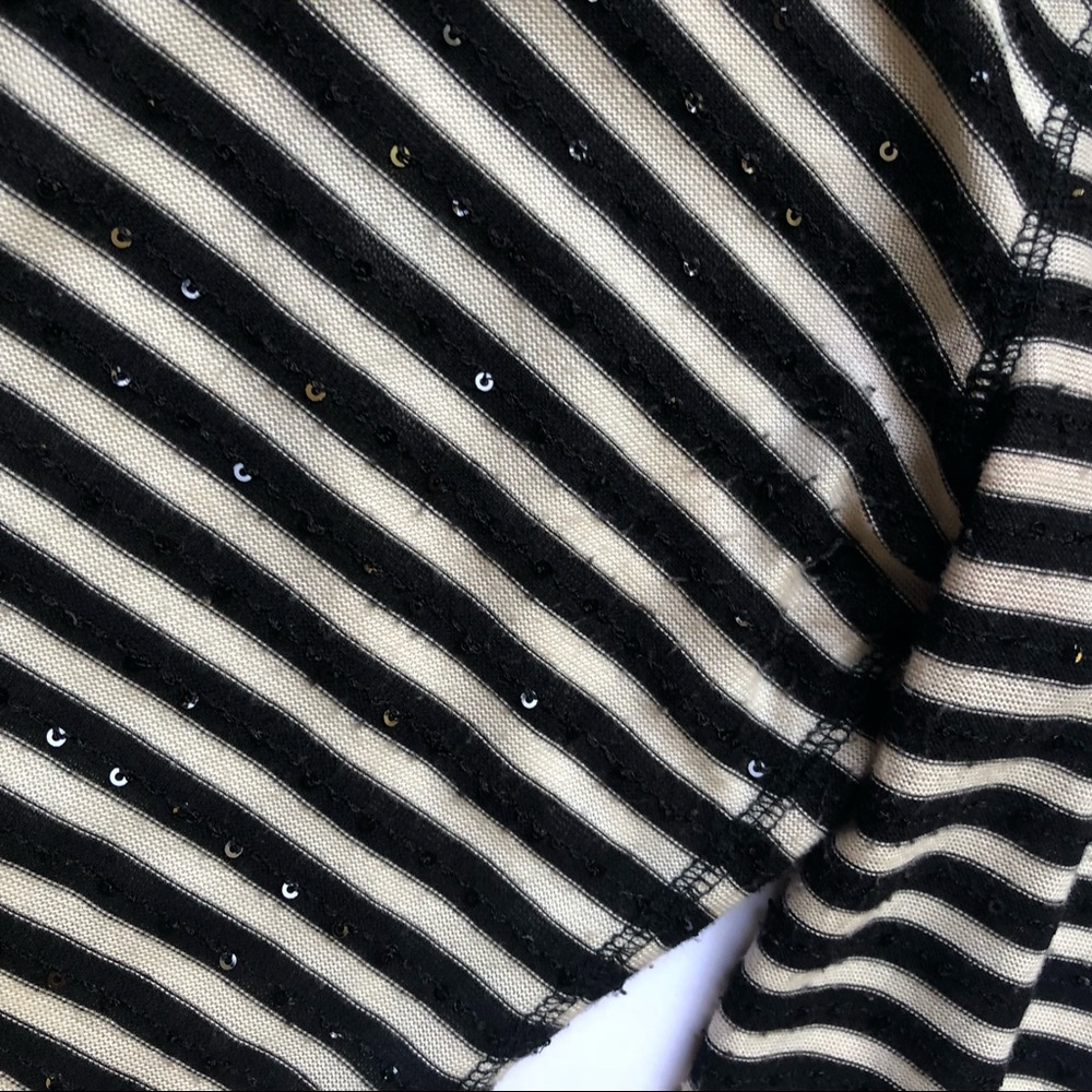 Express Midi Black & White Stripe Sequin Dress - Picture 3 of 5